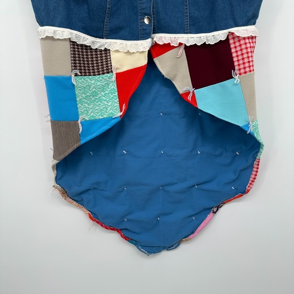 Vintage Quilted Patchwork Vest Top Shirt Size 3X Double Knit Upcycled Boho Artsy - Picture 6 of 11